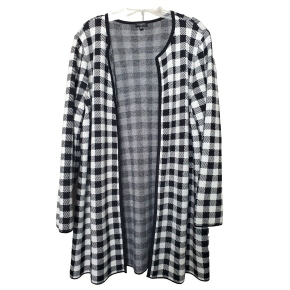 Talbots Plus Buffalo Check Plaid Open Front Wool Blend Sweater Jacket Size 1X - Picture 1 of 5